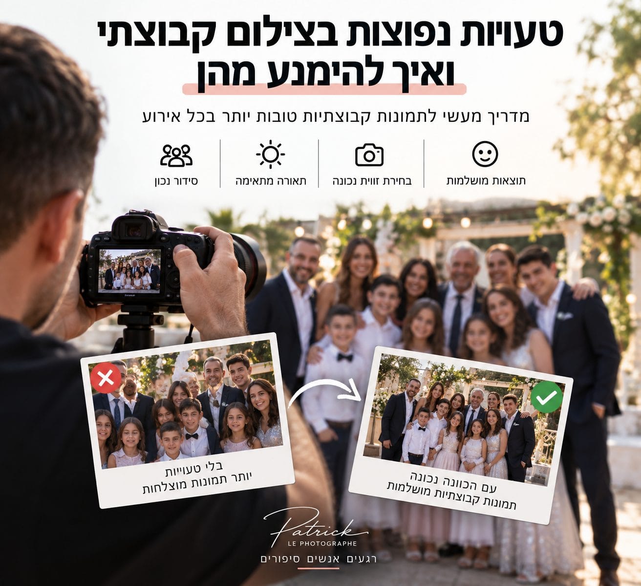 טעויות בצילום קבוצתי ואיך להימנע מהן באירוע